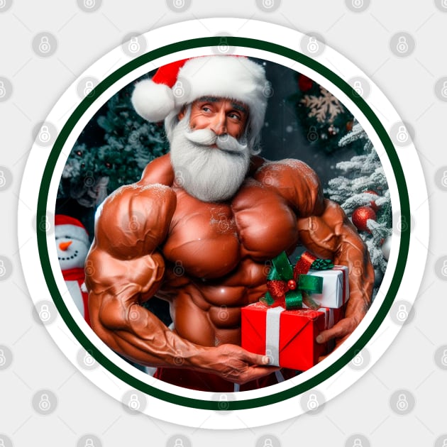 Receiving Santa's gift at the Gym Sticker by muscle